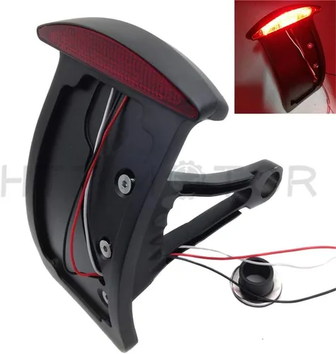 Miniatura 3 de MT301-A-BK Soporte de matrícula curvado lateral negro con luz LED de freno trasera, 7/8 pulgadas o 1 pulgada de ejes, compatible con Suzuki Kawasaki
