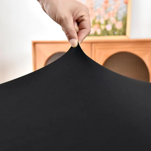 Miniatura 3 de Mantel Negro Ajustado con Elástico para Mesas Cuadradas de 34x34 Pulgadas Plegables, Fundas de Mesa de Cartón Lavables, Telas Elásticas de Spandex