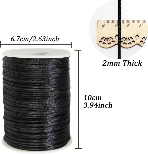 Miniatura 4 de FQTANJU Cordón de nailon satinado de 300 pies de 0.079 in para nudos chinos, artes y manualidades, pulseras de macramé, collares, fabricación