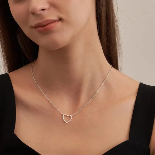 Miniatura 3 de Tewiky - Lindo collar de corazón, collar gargantilla con colgante de corazón de oro de 14 quilates, collar de cadena de corazón abierto de oro