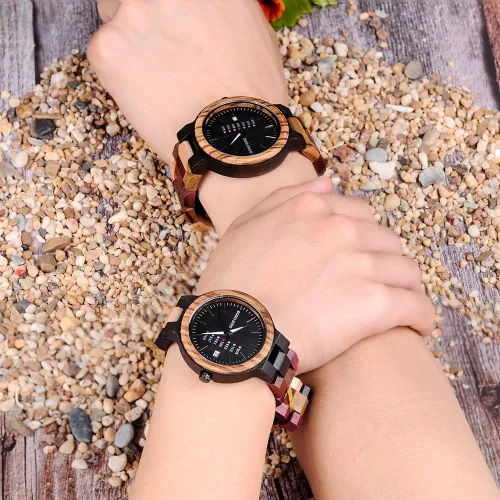 Miniatura 7 de BOBO BIRD Wood Watches Colorful Wood WristWatches Week & Date Display Multifunction Handmade Quartz Watch Sport Chronograph Unique Wristwatch for