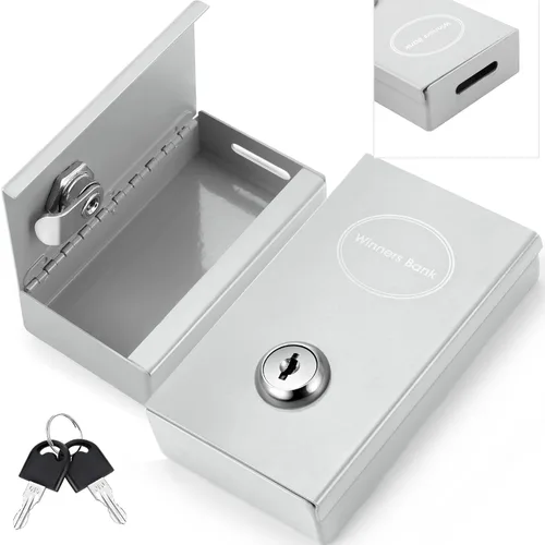 Miniatura 15 de Reallnaive 1 Paquete Caja de Metal para Apostadores Tamaño de Bolsillo Banco Ganador Caja de Dinero de Casino con 2 Llaves Caja Fuerte Portátil
