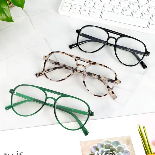 Miniatura 7 de DXYXYO Lentes de lectura retro estilo aviador para mujer, para hombre, ligeros, con bloqueo de luz azul, para lectura de computadora Negro+gris