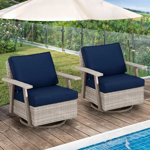 Miniatura 8 de Juego de muebles para patio al aire libre Auzfy de 2 piezas, juego de sillas giratorias para patio de gran tamaño de 2 piezas, juego de sillas