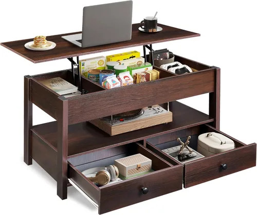 Miniatura 13 de WLIVE Mesa de centro con tapa elevable para sala de estar, mesa de centro pequeña con almacenamiento, estante ajustable y compartimento