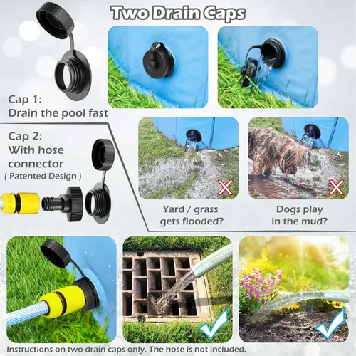 Miniatura 2 de Jasonwell Piscina plegable para perros Piscina de plástico duro para perros Piscina portátil para niños Piscina para mascotas Piscina para vadear