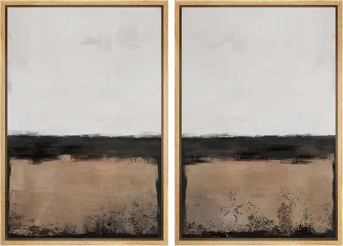 Miniatura 63 de SIGNWIN Lienzo enmarcado para pared, ilustraciones abstractas texturizadas en tonos beige terrosos, arte moderno, decorativo, contemporáneo