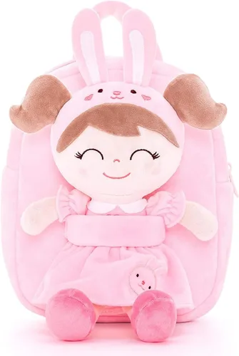 Miniatura 2 de Gloveleya Mochila de peluche para niños pequeños con juguetes de conejo de peluche, rosa