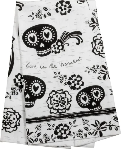 Miniatura 17 de Karma Gifts - Toalla de té bohemia en blanco y negro, algodón, elefante, 18 x 22 pulgadas