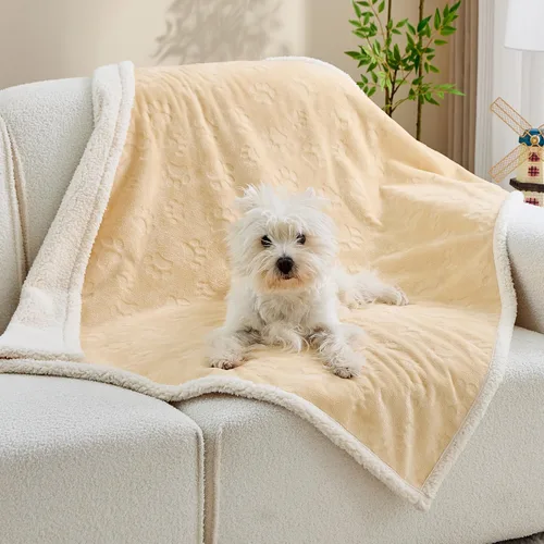Miniatura 21 de Qeils Manta impermeable calmante para gatos de interior, manta suave y silenciosa de felpa para mascotas, manta gruesa de piel sintética de 500 GSM