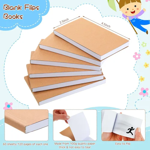 Miniatura 3 de Seajan 50 cuadernos en blanco a granel de 4.5 x 2.5 pulgadas, cuaderno de animación de papel para estudiantes, dibujos, dibujos animados (marrón)