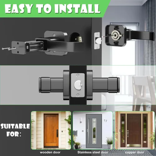 Miniatura 8 de FITNATE Cerradura de puerta de huellas dactilares con control de aplicación, cerradura de puerta de entrada sin llave con asa, perilla de puerta