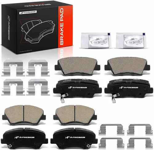 Miniatura 11 de A-Premium Juego de pastillas de freno de disco de cerámica delanteras y traseras compatibles con modelos seleccionados de Hyundai y Kia: Elantra