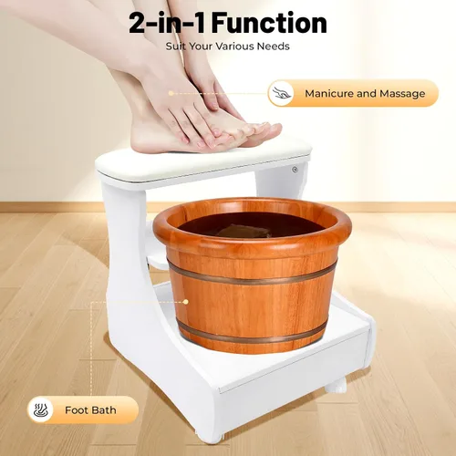 Miniatura 3 de LYNICESHOP Muebles de manicura de pedicura con reposapiés, carrito para baño de pies, taburete de pies con ruedas, herramienta de belleza