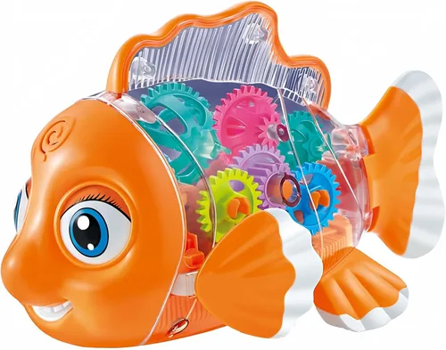 Nenekal - Juguete de pez dorado transparente con música y luces. Tecnología Bump and Go. Perfecto para bebés con tiempo boca abajo, juguetes
