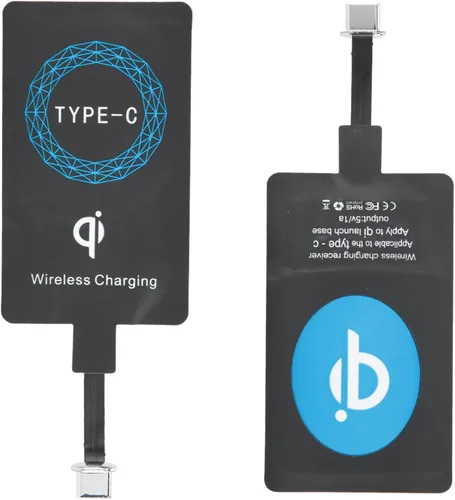 Receptor de carga inalámbrico de 2 piezas, adaptador tipo C QIWireless Chargerand, diseño de etiqueta autoadhesiva, receptor de carga para teléfono