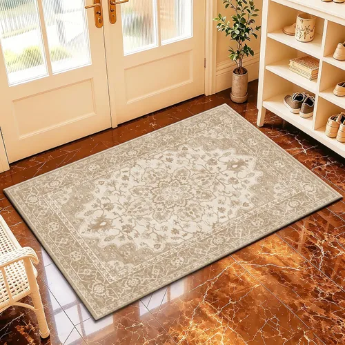 Miniatura 21 de Ukeler - Alfombra rústica con diseño floral para sala, dormitorio, comedor, Country rústico, Azul (luxury blue)