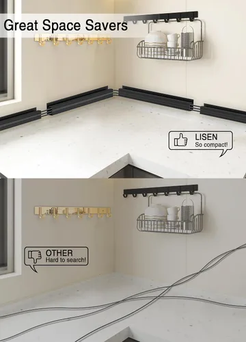 Miniatura 7 de Organizador de cables para debajo del escritorio, canal en J, paquete de 6 organizadores de cables adhesivos 6-pack adhesive J channel organizes