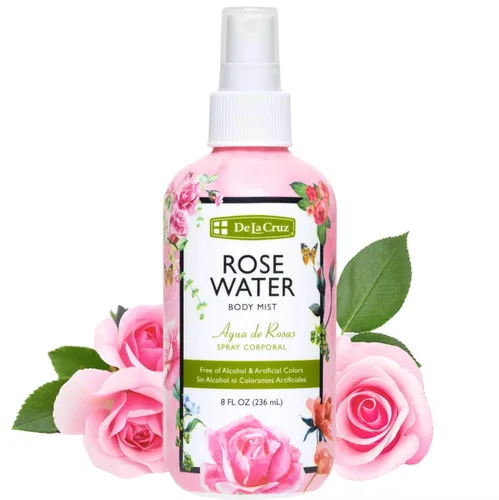 De La Cruz Pure Rose Water - Aerosol de agua de rosas para cara, piel y cabello, tóner y agua de rosas para el cabello, sin alcohol, sin parabenos,