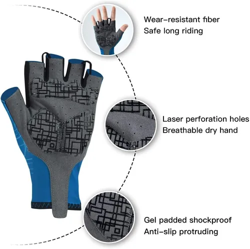 Miniatura 6 de Darevie Guantes de ciclismo, guantes de ciclismo de medio dedo, suaves y ligeros, guantes de ciclismo acolchados de gel que absorben los golpes