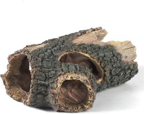 IBWell Decoraciones de Madera para Acuario de Peces, Troncos Falsos de Resina Decoración de Terrario, Escondite de Reptiles Refugio de Acuario para