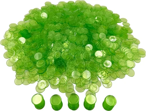 Miniatura 2 de YH Poker 1000 fichas de marcadores de fichas de bingo, discos de plástico, contadores de chips para juego de bingo, ideal para fiestas, aula, Verde