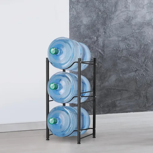 Miniatura 5 de MOOACE Estante para jarra de agua de 3 niveles, soporte desmontable para botella de agua de 5 galones para cocina, oficina, hogar, color negro