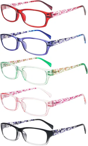 Miniatura 13 de Paquete de 5 lentes de lectura para computadora para hombres y mujeres, antifatiga ocular, bloqueo de luz azul, para leer (colores mezclados, 1.50)