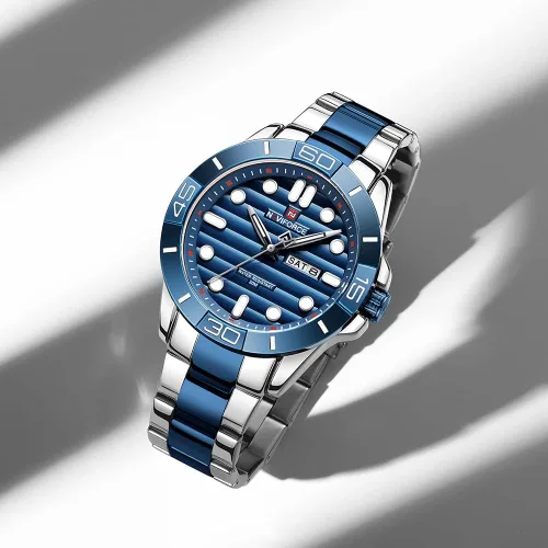 Miniatura 2 de NAVIFORCE Relojes de pulsera para hombre de acero inoxidable analógico de cuarzo resistente al agua con fecha