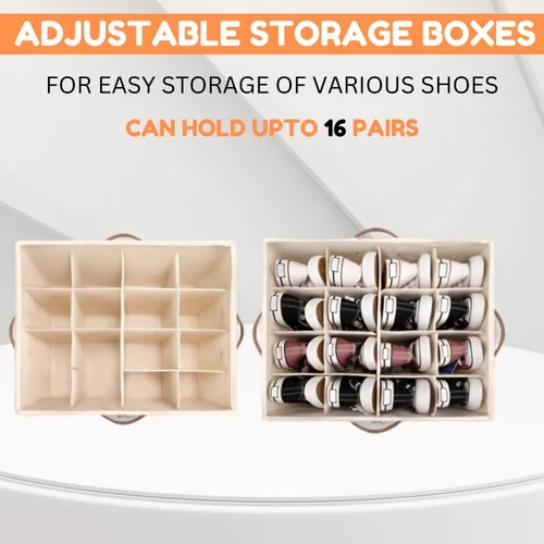 Miniatura 6 de Organizador de zapatos para armario con cepillo de limpieza, capacidad para 16 pares, caja de almacenamiento plegable de alta calidad con tapa