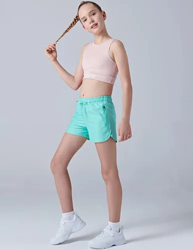 Miniatura 2 de Paquete de 4 pantalones cortos deportivos para niñas de 3 pulgadas, pantalones cortos de fútbol para niñas, ropa deportiva con bolsillos