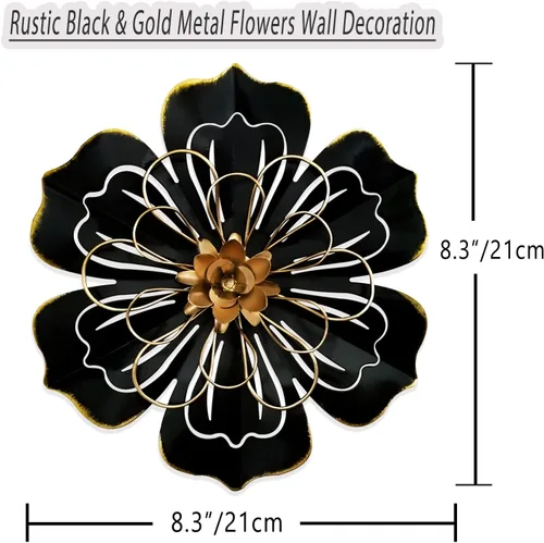 Miniatura 4 de Decoración artística de pared de flores de metal, escultura floral moderna y rústica de 8.3 pulgadas, hierro envejecido para colgar en la pared