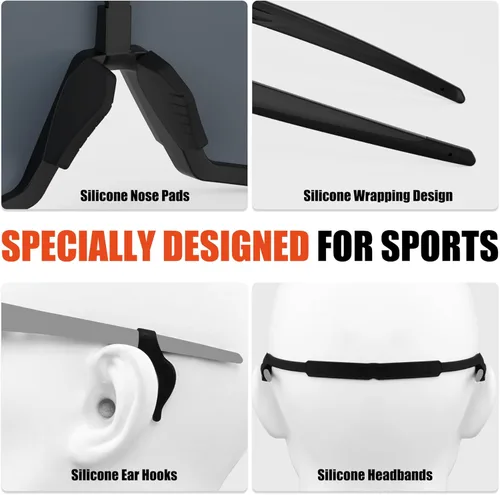 Miniatura 6 de X-TIGER Gafas de sol polarizadas para deportes con 5 lentes intercambiables, gafas de ciclismo para hombres y mujeres, para béisbol, correr, pesca