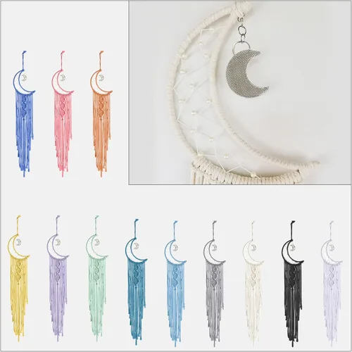 Miniatura 7 de JeogYong Kit de macramé, kit de macramé para atrapasueños de luna para niños y adultos principiantes, incluye anillos de aro de metal, cordón
