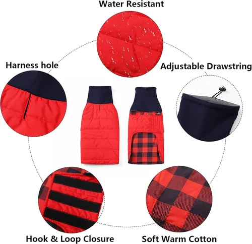 Miniatura 4 de Abrigo de perro salchicha para perro salchicha Corgi Weiner reversible, abrigo de invierno acolchado con forro de algodón y cuello alto, traje