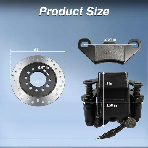 Miniatura 6 de Sistema de Calibrador de Freno de Disco Hidráulico Trasero Juego de Pastillas de Rotor Compatible con Moto de Cross, Quad, ATV, Go-kart de 150cc