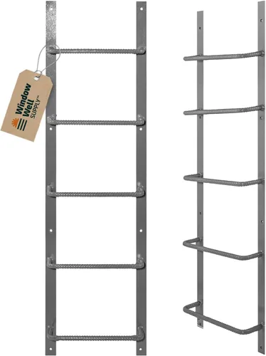 Miniatura 15 de Escalera de acero para ventanas de sótano (gris, 3 peldaños), escalera de salida atornillada resistente para el hogar, fácil de instalar, escaleras