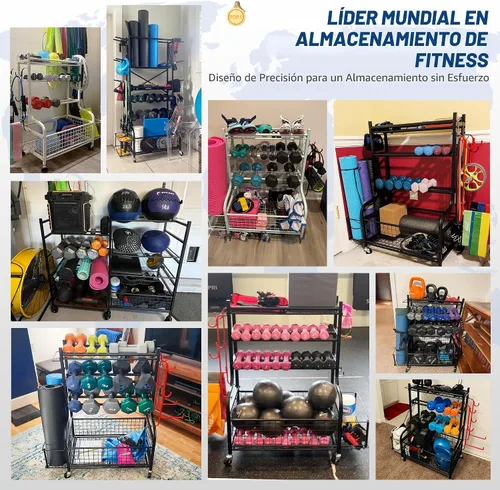 Miniatura 3 de Estante para Mancuernas PLKOW, Estante de Peso para Mancuernas, Almacenamiento para Gimnasio en Casa para Mancuernas, Pesas Rusas, Esterilla de Yoga