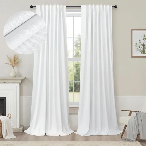 Miniatura 73 de Pitalk Cortinas cortas 100% opacas de lino para cafetería, 40 pulgadas de largo, 2 paneles, cortinas de puerta francesa para ventana, cortina