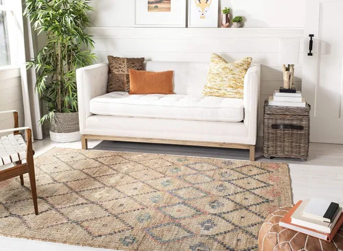 Miniatura 3 de SAFAVIEH Kilim Collection - Alfombra de 8 x 10 pulgadas, grande, natural y azul, hecha a mano de yute y algodón, diseño marroquí bohemio, ideal