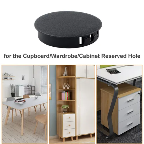 Miniatura 6 de Qrity 20 tapones de agujero negro, tapones de plástico para agujeros de gabinete, tapones redondos tipo empotrado, cubierta de cierre para muebles