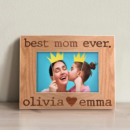Miniatura 5 de Best Mom Ever, marco de fotos personalizado, regalo del día de la madre, 4 x 6 pulgadas, marcos grabados personalizados con nombres, regalos del día