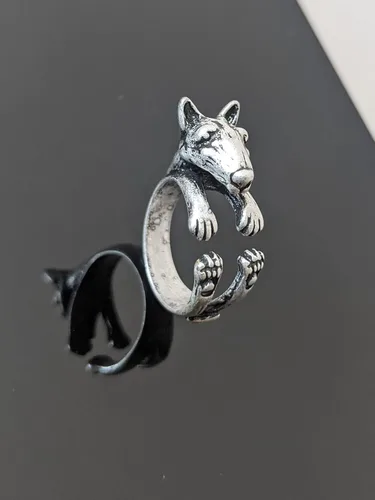 Miniatura 2 de Bull Terrier anillo, Bullterrier, anillo para cachorros, anillo para mascotas, anillo para perros, joyería para perros, plata de ley 925, anillo