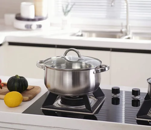 Miniatura 4 de W Home Heim Concept - Juego de utensilios de cocina de acero inoxidable listos para inducción con tapa de vidrio, juegos de utensilios de cocina