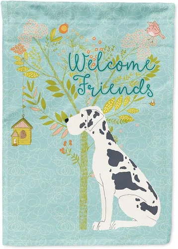 Miniatura 104 de Caroline's Treasures BB7594GF Bandera de jardín de Husky siberiano con texto en inglés "Welcome Friends" - Bandera decorativa para patio exterior