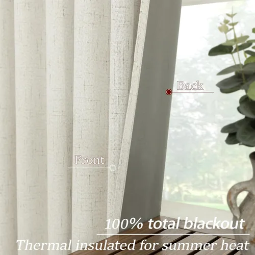 Miniatura 7 de KOUFALL - Cortinas de medio estilo francés de lino para ventana, juego de 2 cortinas cortas de 40 pulgadas de longitud, para privacidad, cortinas