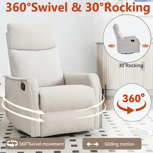 Miniatura 5 de Silla reclinable con masaje y calor, silla reclinable giratoria con respaldo alto, sillones reclinables manuales Lazy Boy para adultos, silla