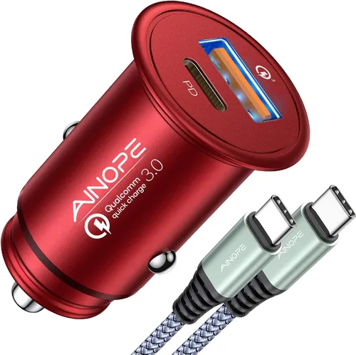 Miniatura 12 de AINOPE Cargador de coche de 67.5 W USB C de carga rápida, PD 45 W USB C cargador de coche carga rápida 【Mini y metal】 Adaptador de encendedor