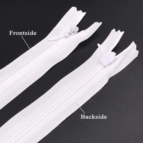 Miniatura 3 de Cremallera invisible de nailon para textiles del hogar/costura de bricolaje, 9 pulgadas/12 pulgadas/14 pulgadas/16 pulgadas/18 pulgadas/20 Blanco