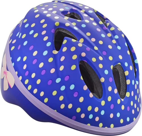 Schwinn Casco clásico de bicicleta para niños, lunares morados, casco para niños de 1 a 3 años, ultraligero, dial ajustable, cobertura completa con